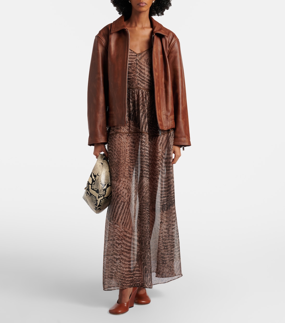 Printed semi-sheer silk maxi dress | Jacques Wei