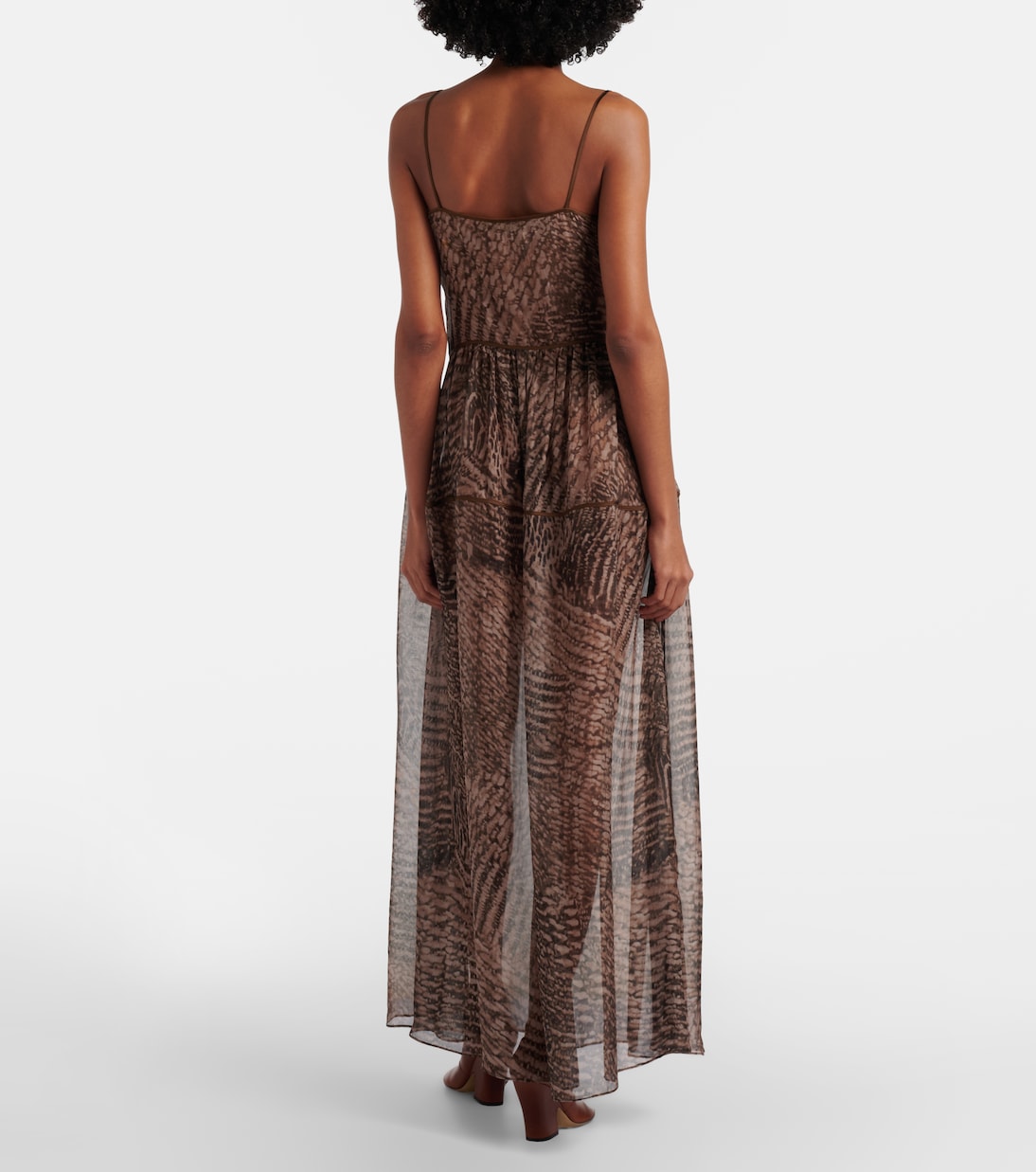 Printed semi-sheer silk maxi dress | Jacques Wei
