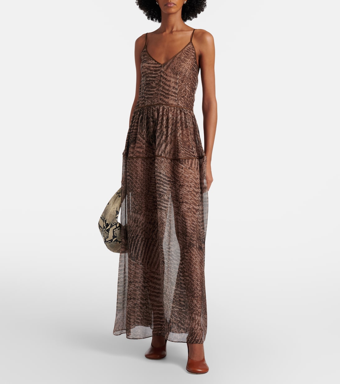 Printed semi-sheer silk maxi dress | Jacques Wei