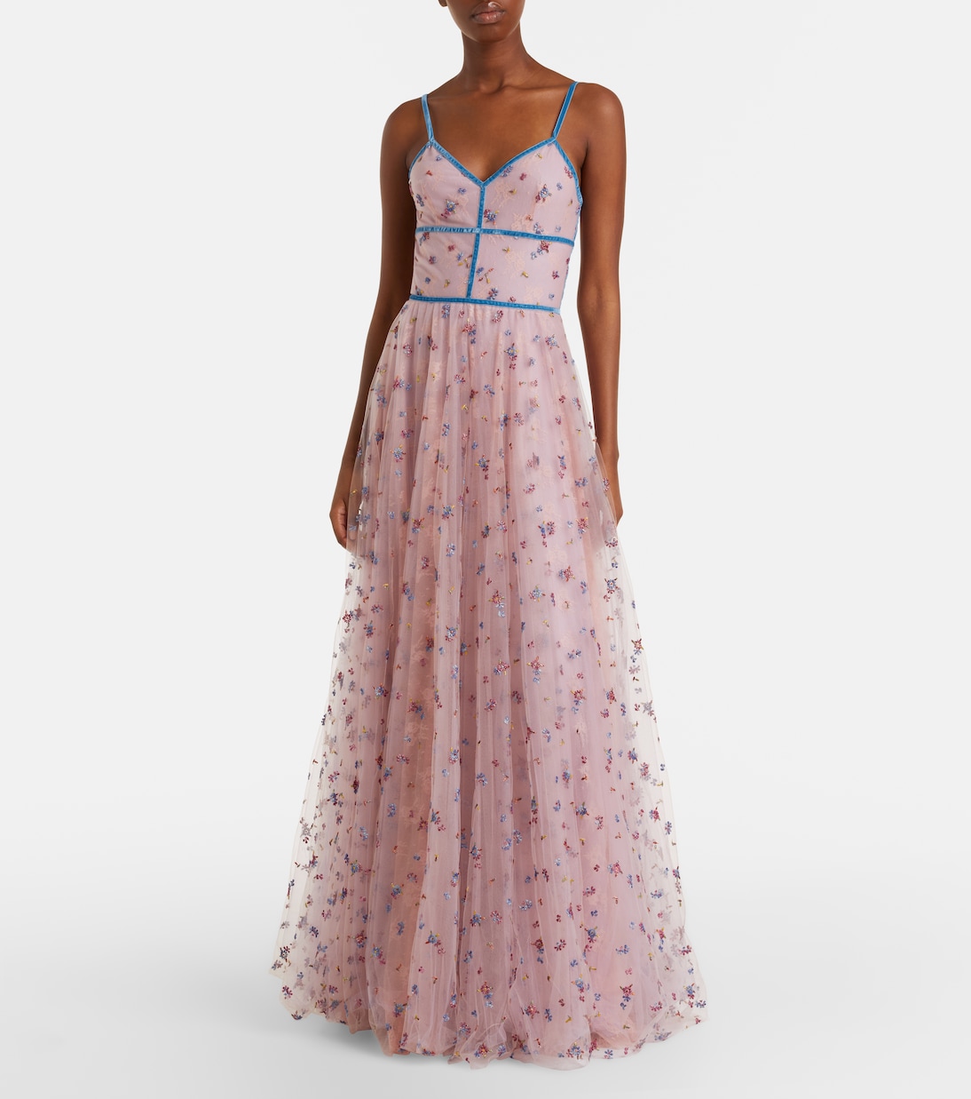 Verzierte Robe aus Tüll mit Spitze | Costarellos