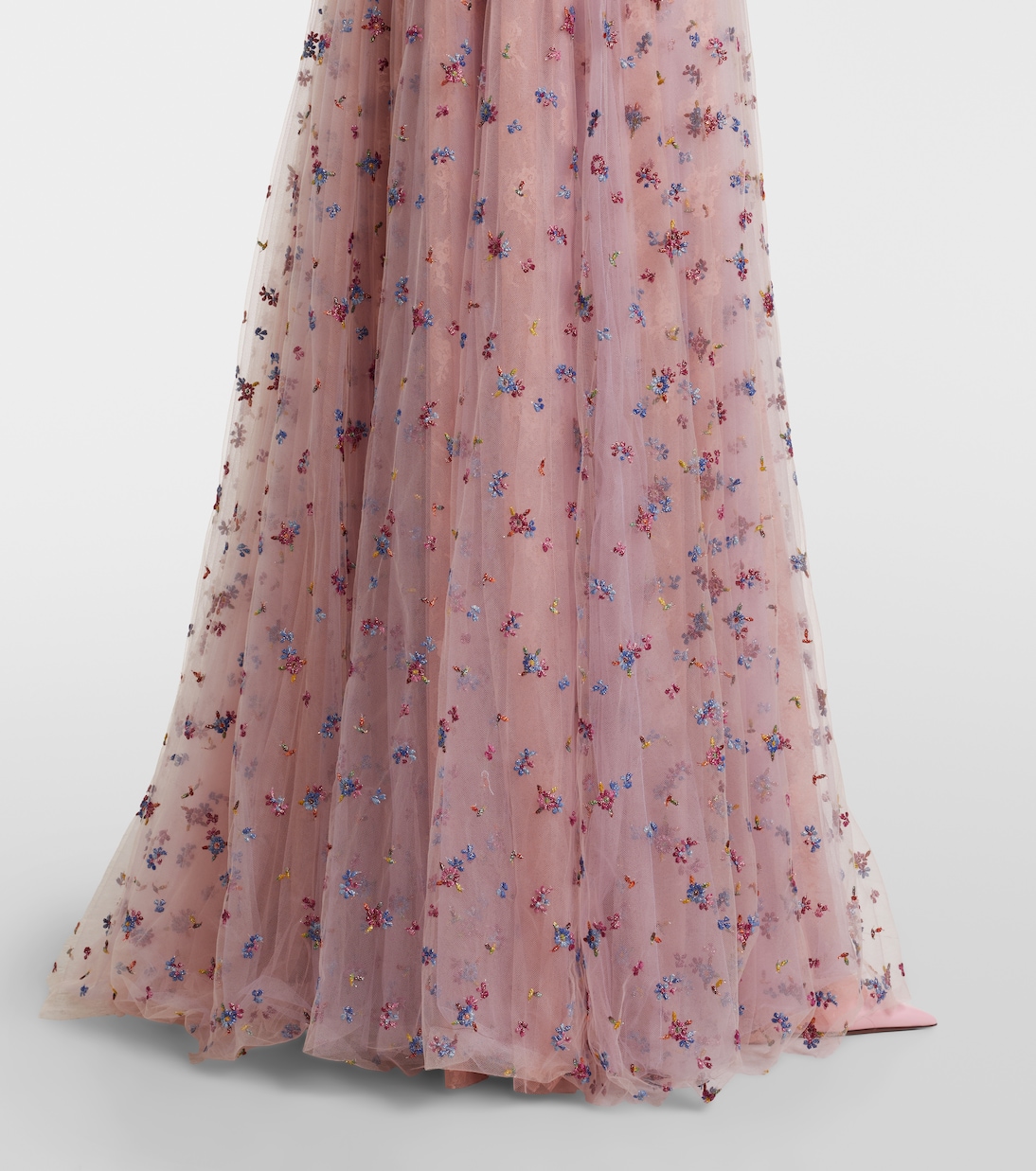 Verzierte Robe aus Tüll mit Spitze | Costarellos