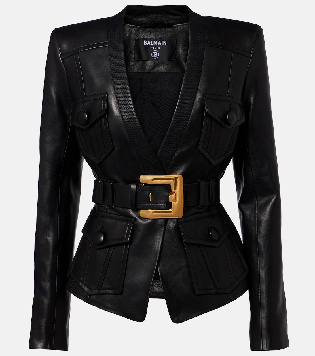 Belted leather jacket | Balmain