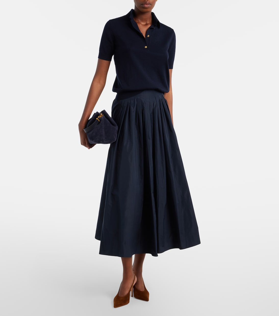 Cotton, silk, and cashmere polo sweater | 'S Max Mara