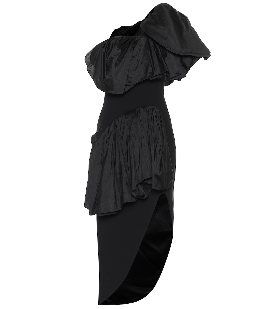 Robe midi Attentive Ruffle en crêpe et soie asymétrique | Maticevski
