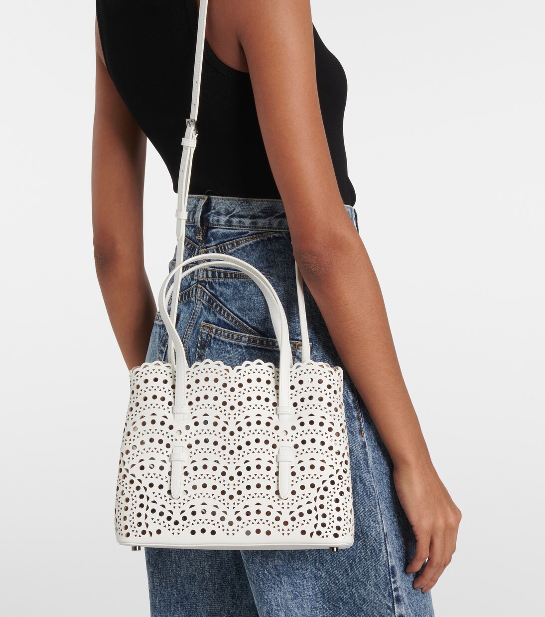 Le Mina 25 Vienne Wave leather tote bag | Alaïa