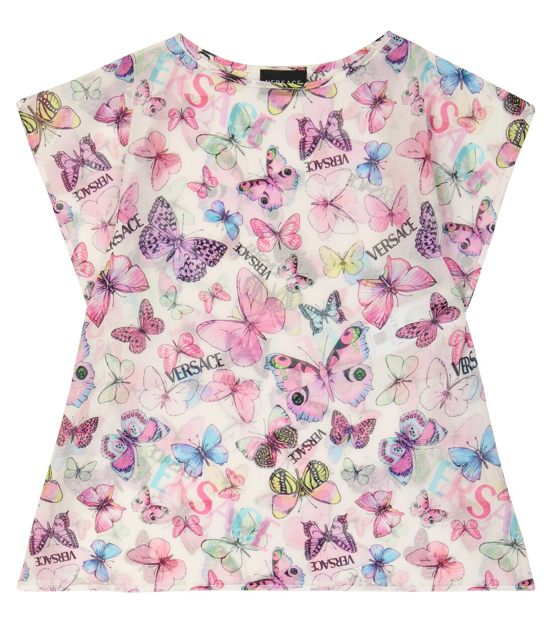 Cotton and silk butterfly printed kaftan | Versace Kids