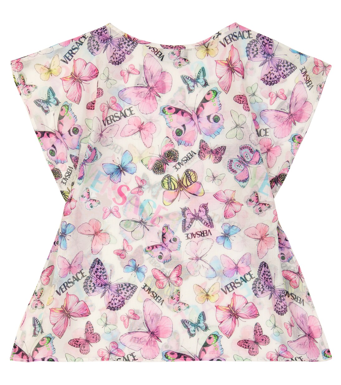 Cotton and silk butterfly printed kaftan | Versace Kids