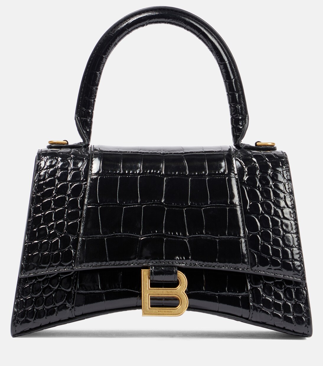Hourglass Small croc-effect leather crossbody bag | Balenciaga