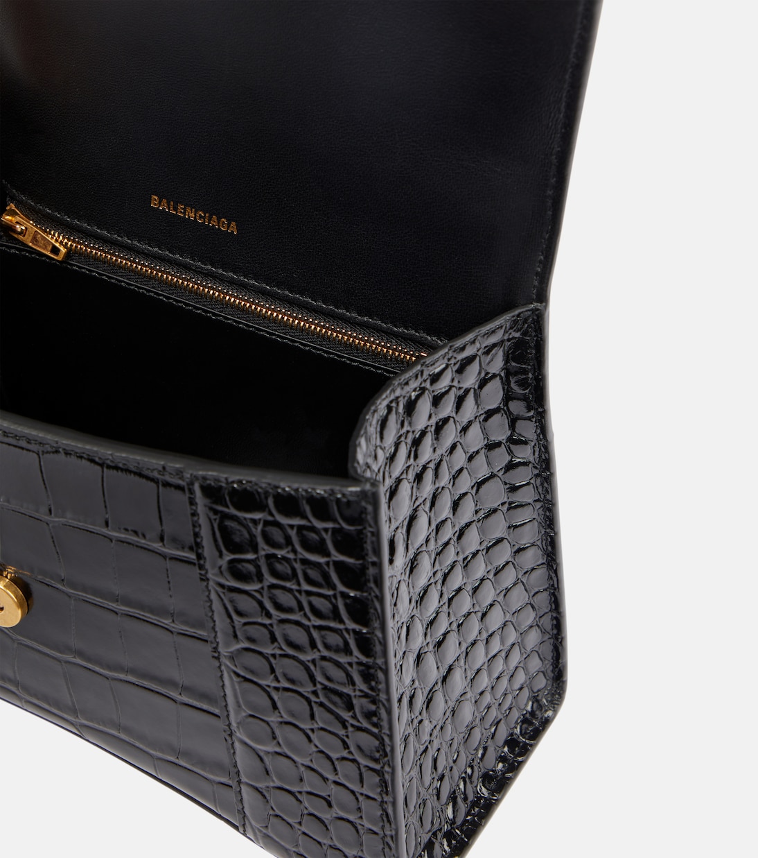 Hourglass Small croc-effect leather crossbody bag | Balenciaga