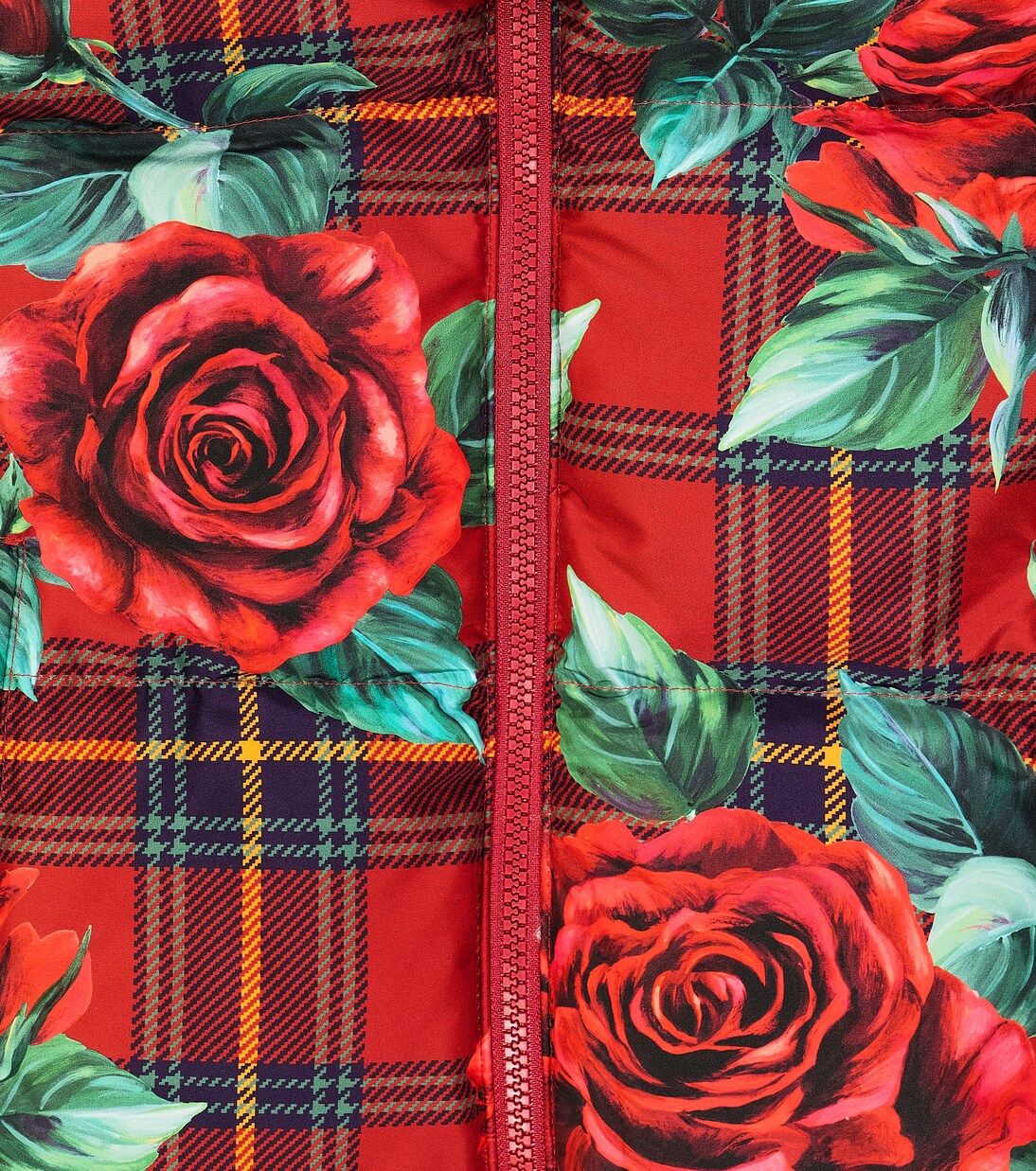 Veste matelassée à carreaux et fleurs | Dolce&Gabbana Kids