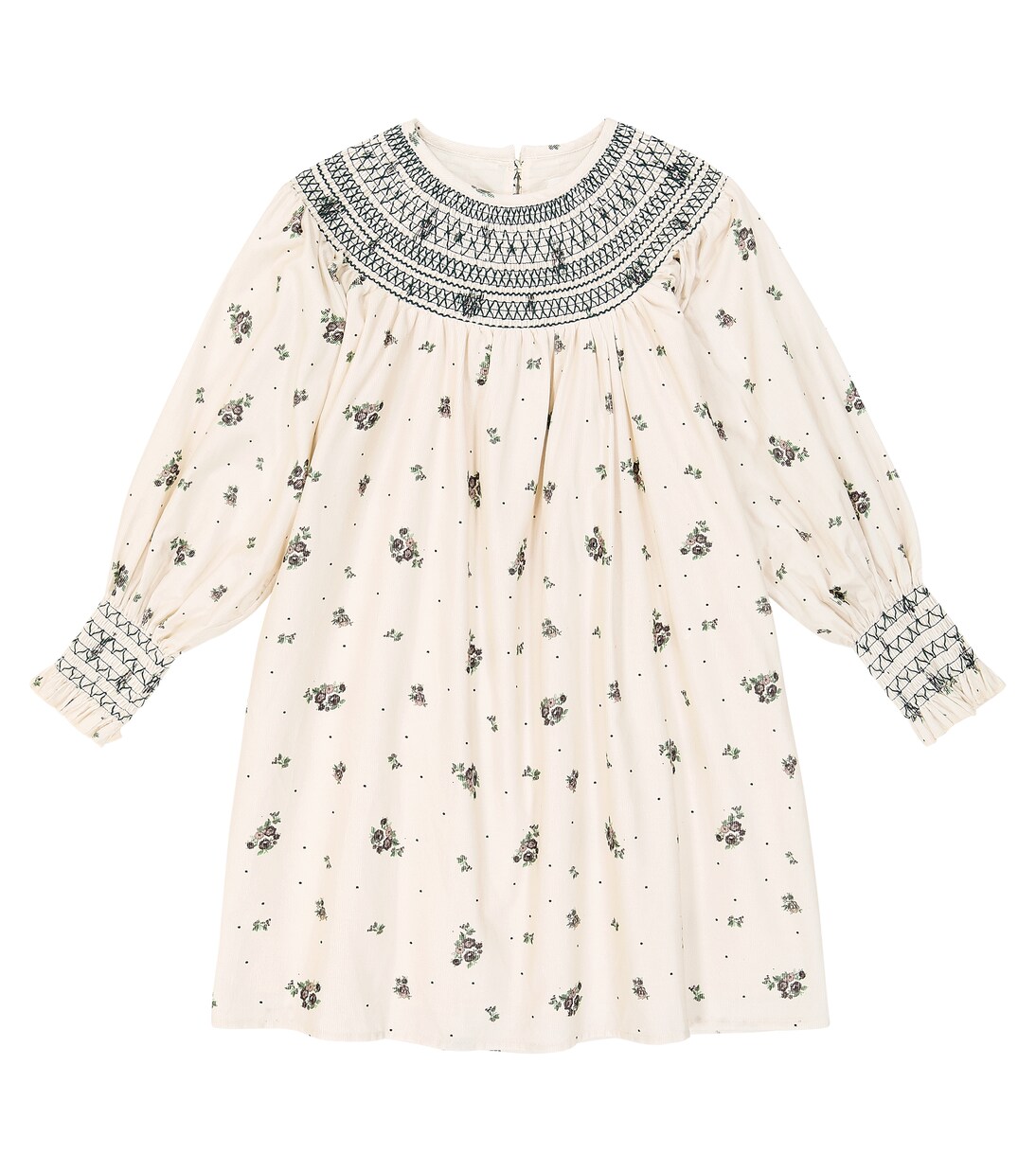 Carla floral cotton corduroy dress | C'era Una Volta