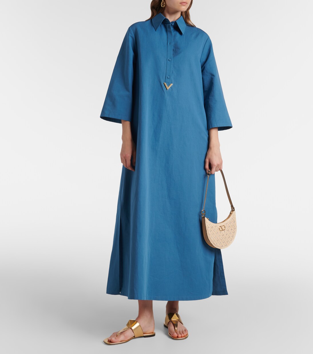 VLogo Signature raffia-effect shoulder bag | Valentino Garavani