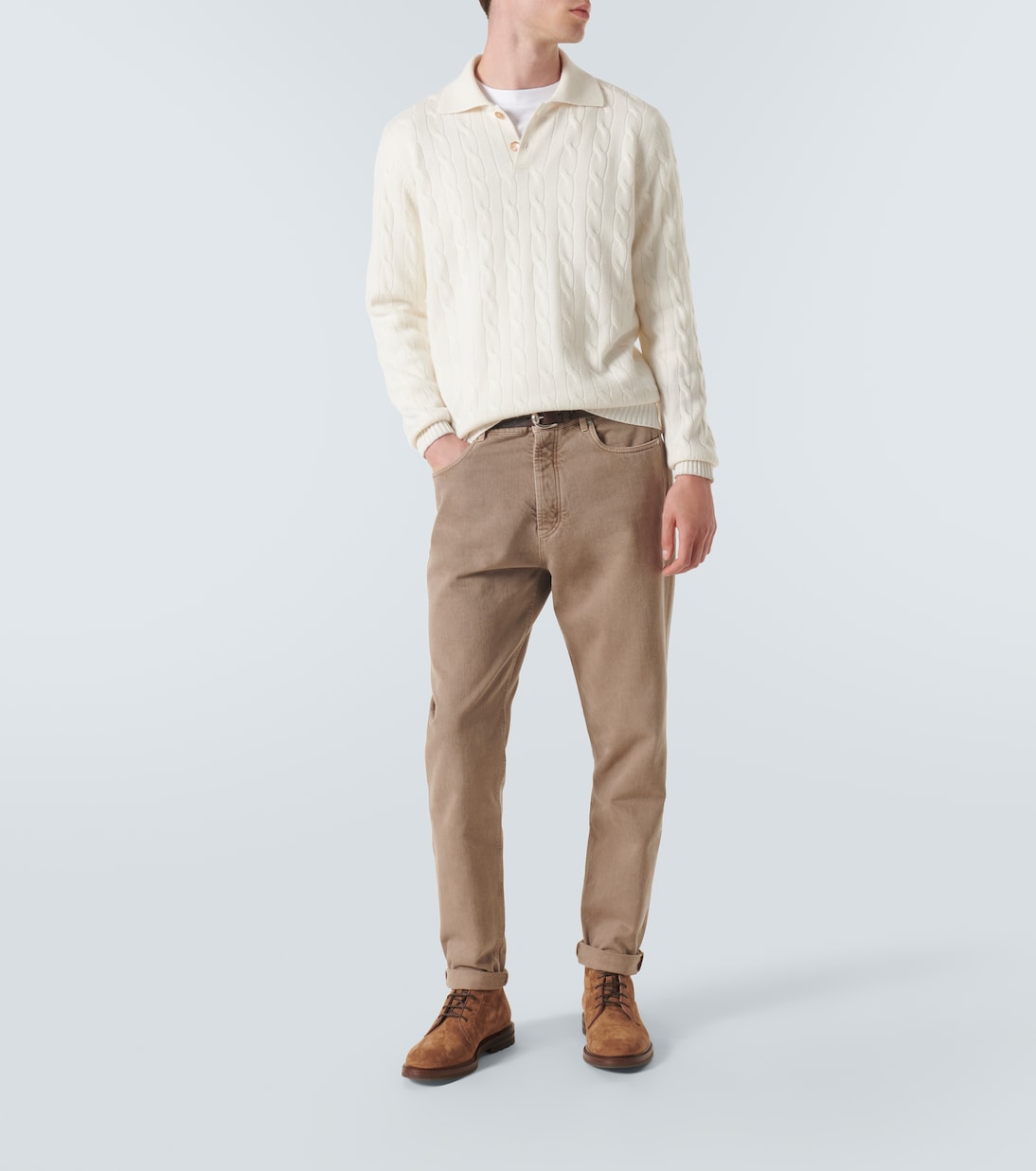 Polo in cashmere a trecce | Brunello Cucinelli