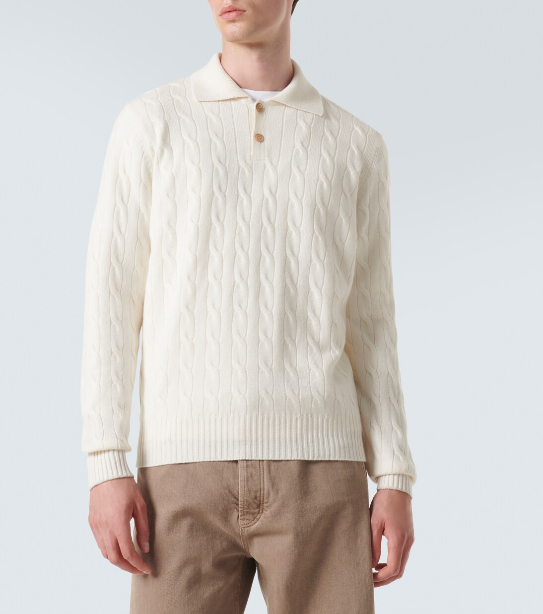 Polo in cashmere a trecce | Brunello Cucinelli