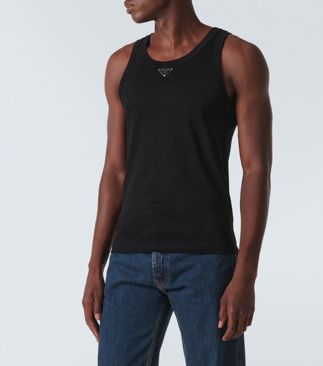 Tank top in cotone con logo | Prada