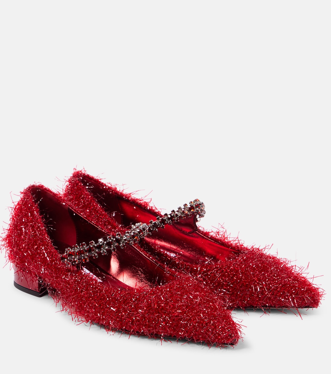 Bing tinsel-embellished Mary Jane flats | Jimmy Choo