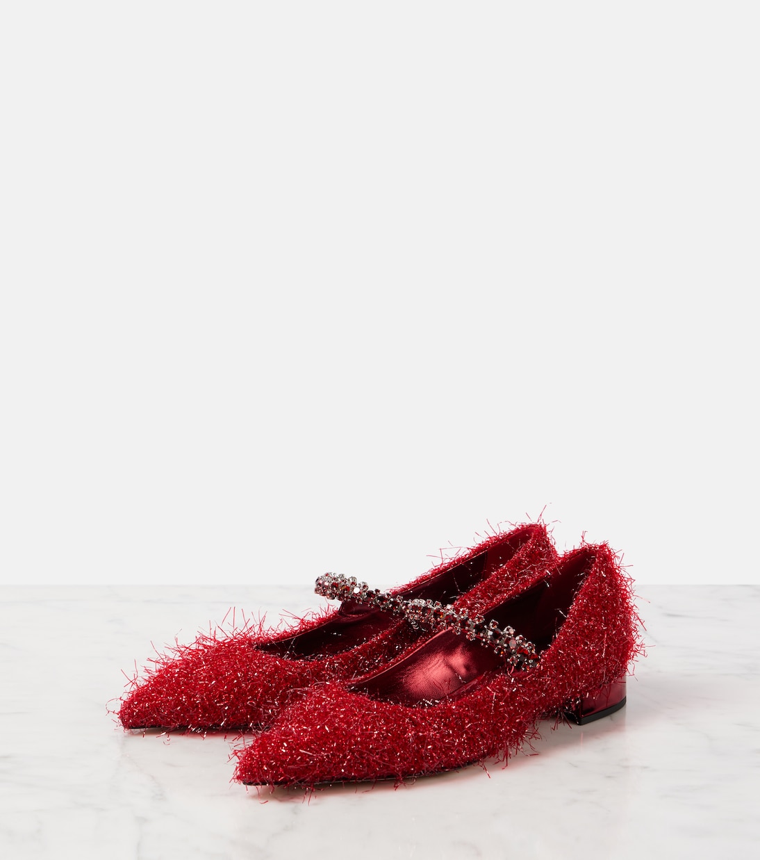Bing tinsel-embellished Mary Jane flats | Jimmy Choo