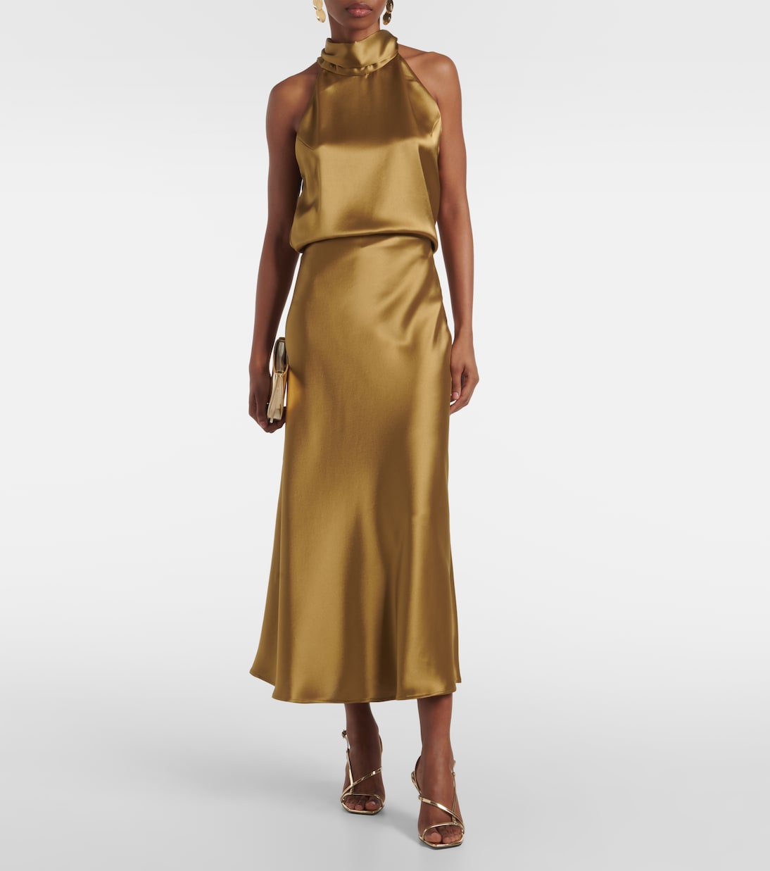 Valletta satin slip skirt | Galvan