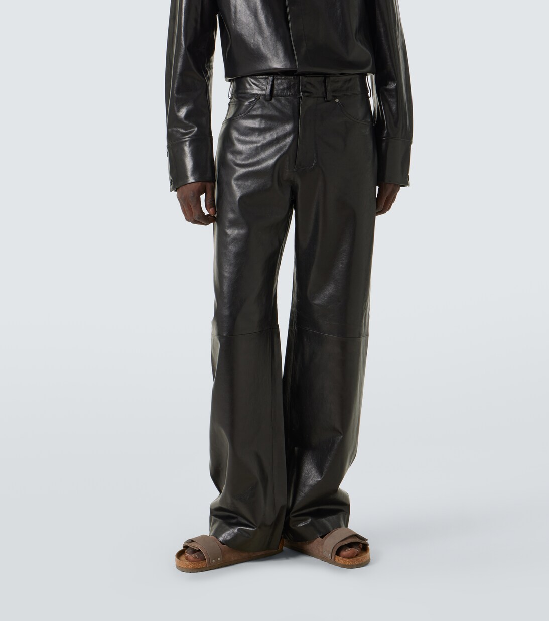 Leather straight pants | Entire Studios