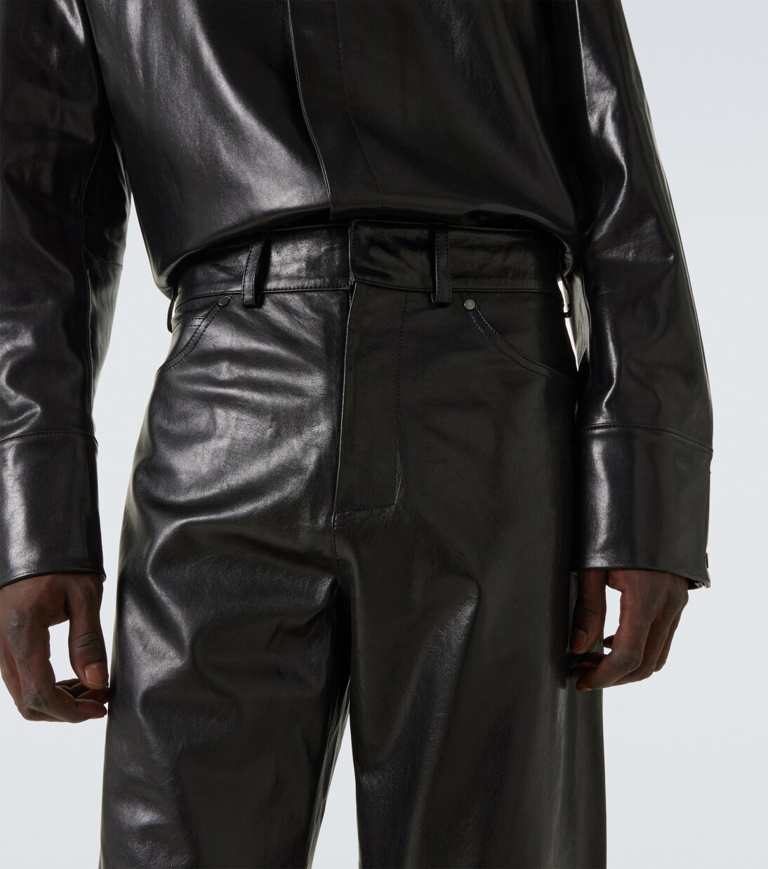 Leather straight pants | Entire Studios