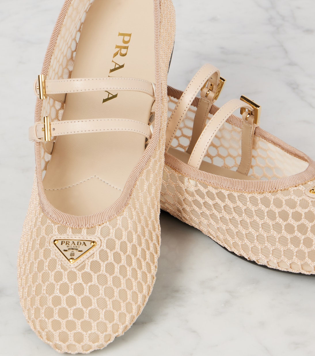 Macramé mesh Mary Jane flats | Prada