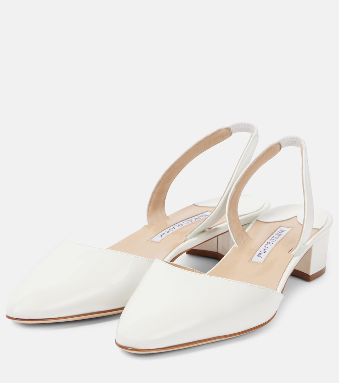 Bridal Aspro 30 leather slingback pumps | Manolo Blahnik