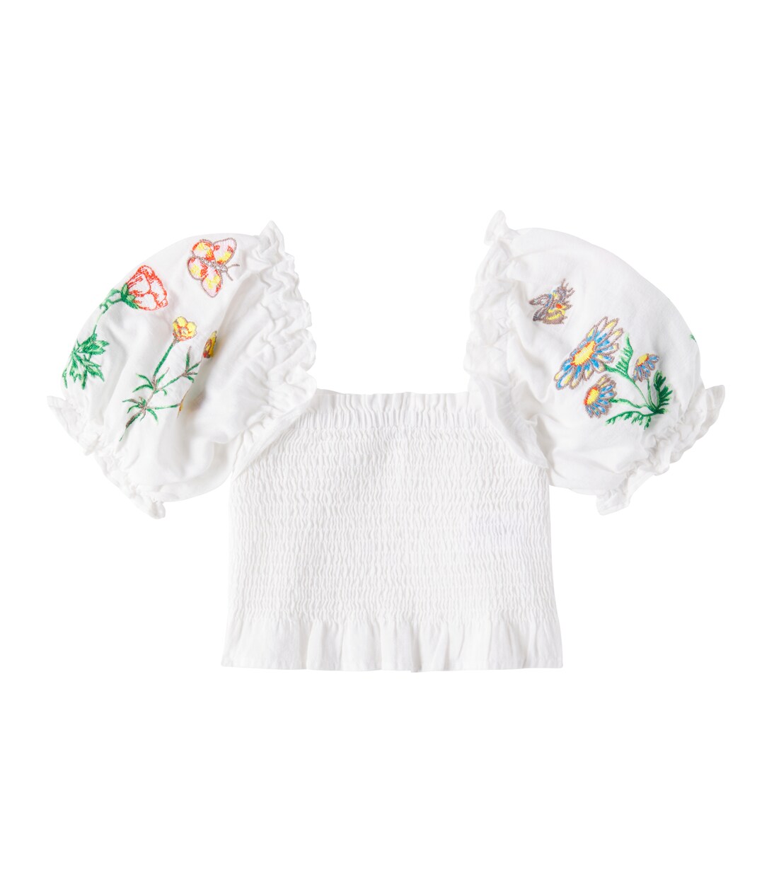 Top in cotone e lino a punto smock | Stella McCartney Kids