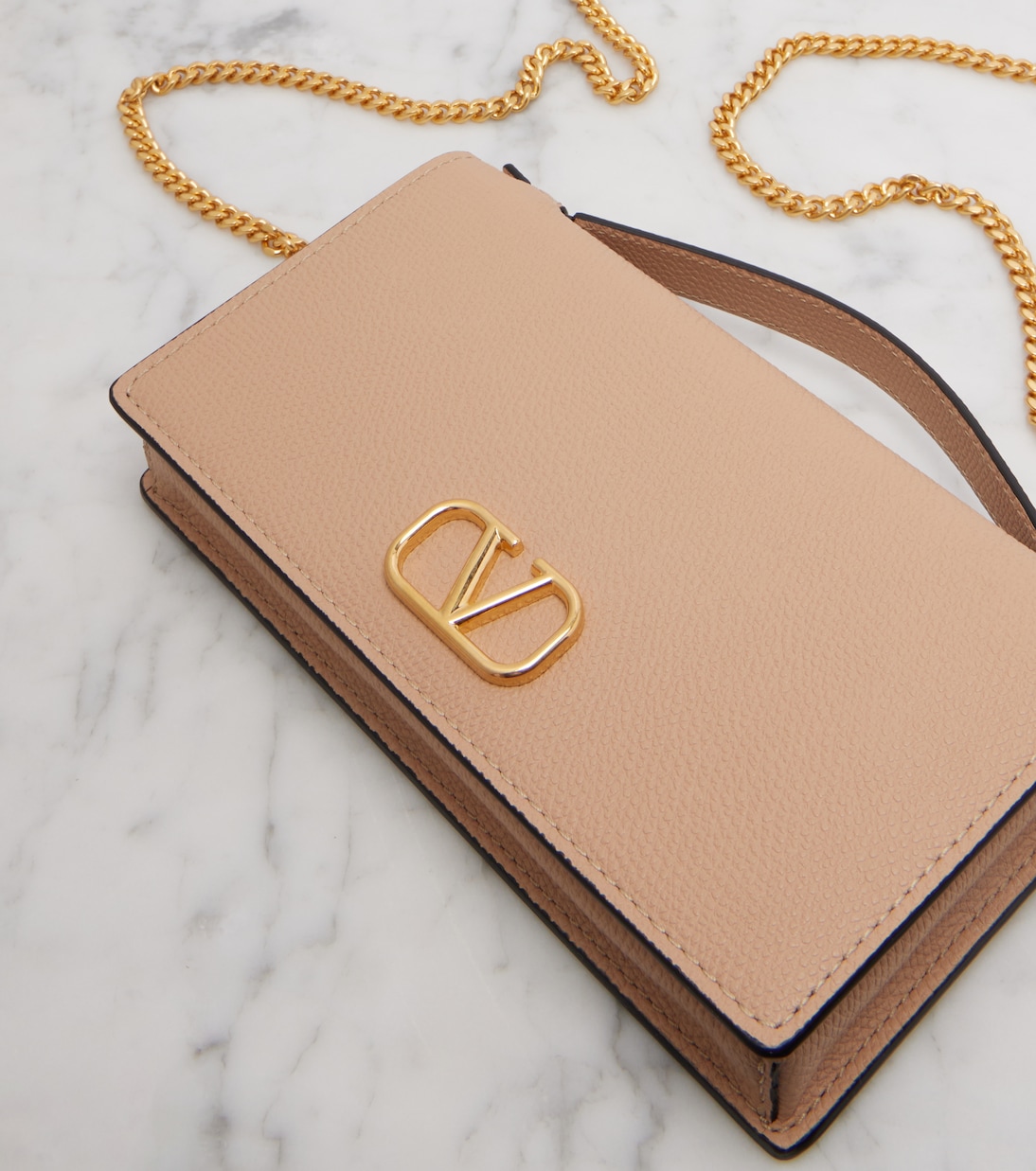 Portemonnaie mit Kettenriemen VLogo aus Leder | Valentino Garavani