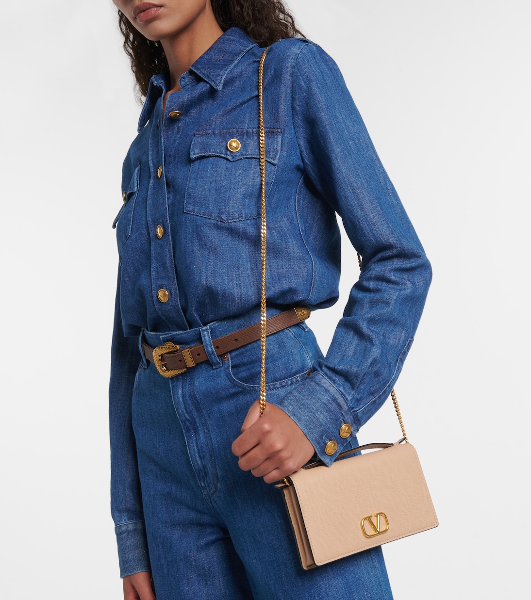 Portemonnaie mit Kettenriemen VLogo aus Leder | Valentino Garavani