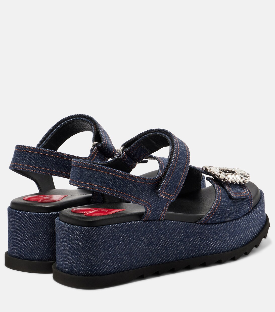 Embellished denim wedge sandals | Roger Vivier