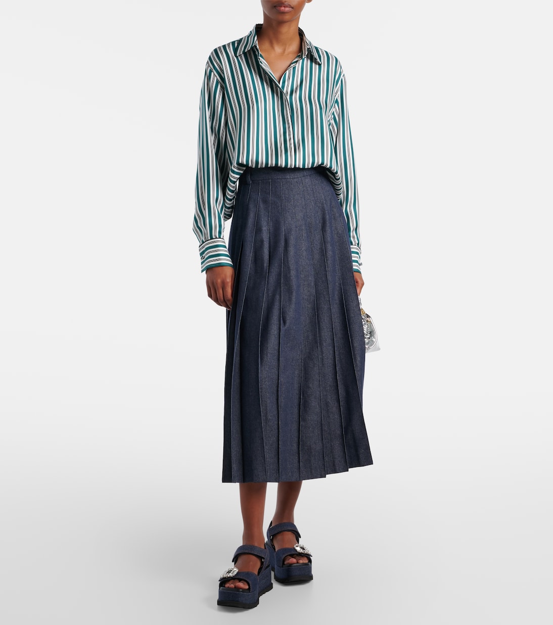 Embellished denim wedge sandals | Roger Vivier