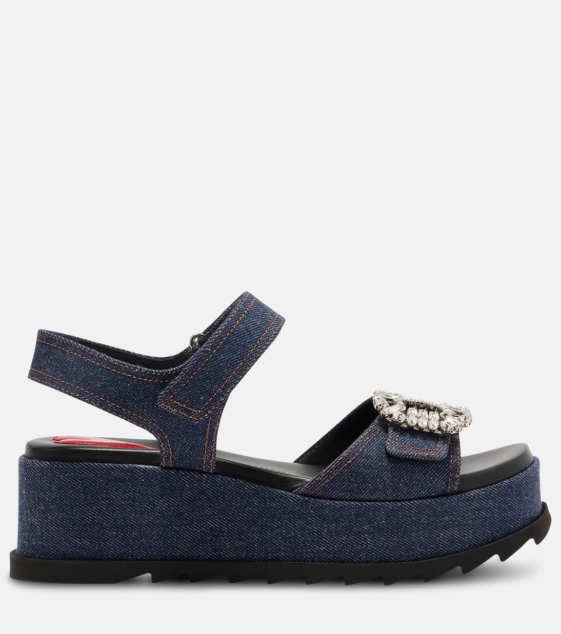 Embellished denim wedge sandals | Roger Vivier