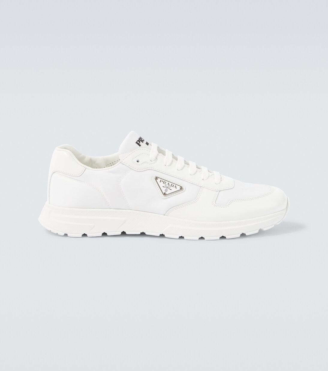 Logo leather-trimmed sneakers | Prada