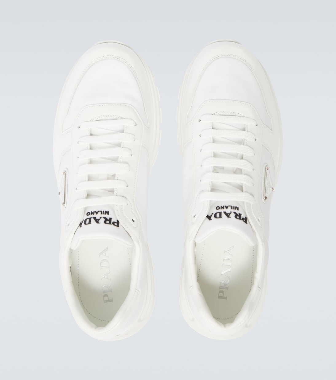 Logo leather-trimmed sneakers | Prada