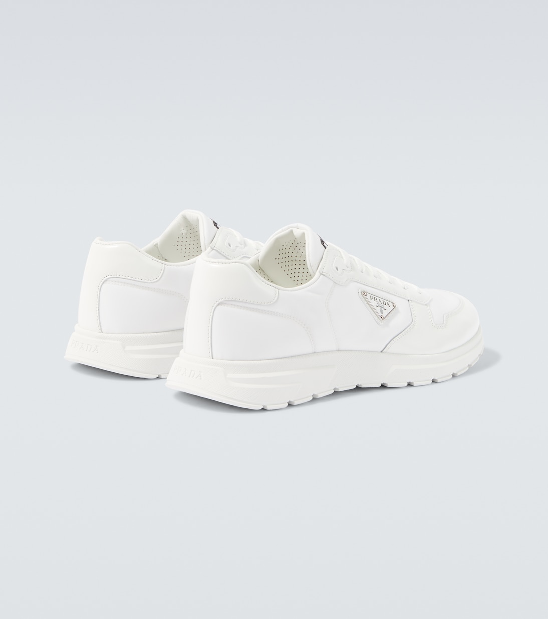 Logo leather-trimmed sneakers | Prada