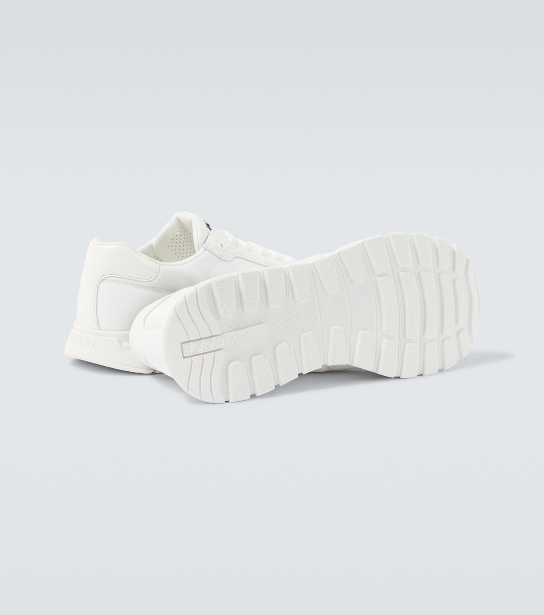 Logo leather-trimmed sneakers | Prada