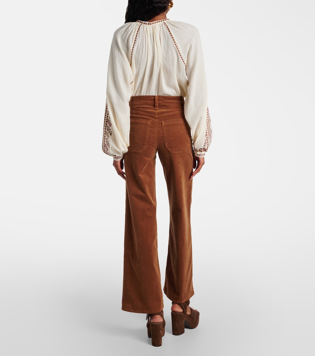 Pantalon ample Le Slim Palazzo en velours côtelé | Frame