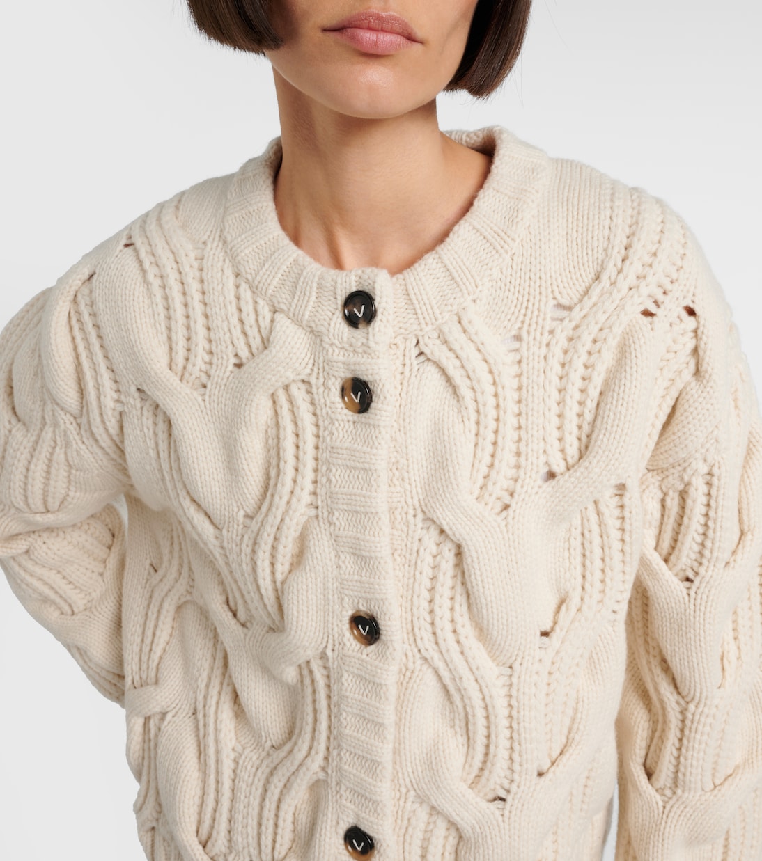 Cable-knit wool cardigan | Bottega Veneta