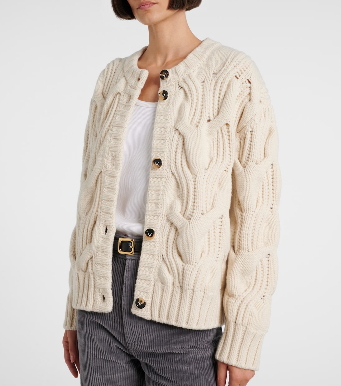 Cable-knit wool cardigan | Bottega Veneta