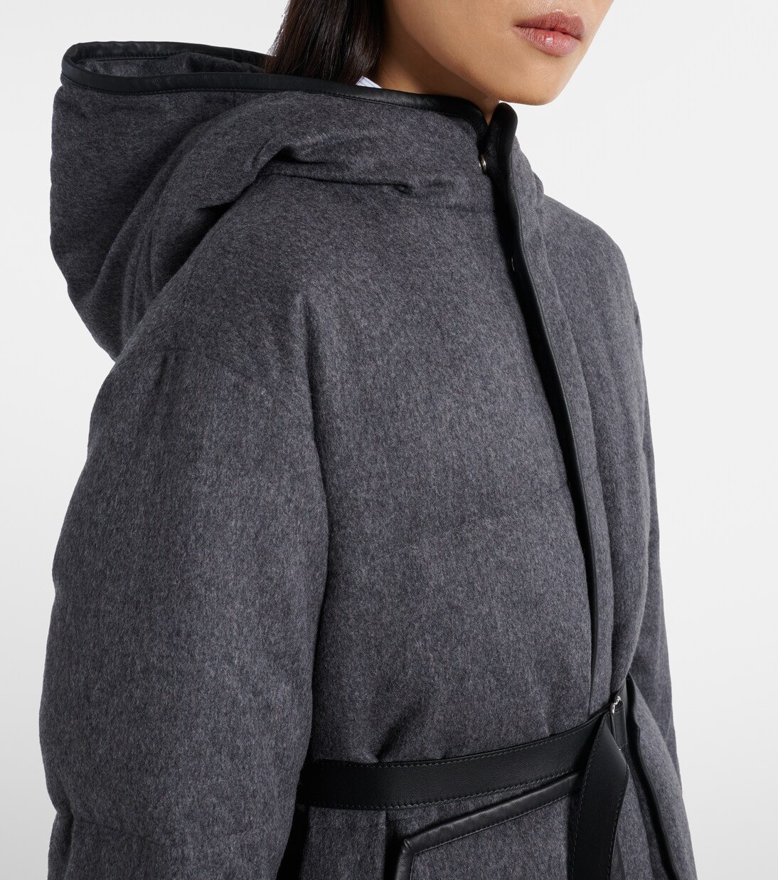 Belted hooded padded cashmere jacket | Tod's
