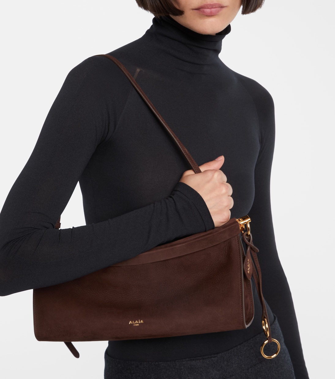 Bolso al hombro Le Click East West Medium de ante | Alaïa