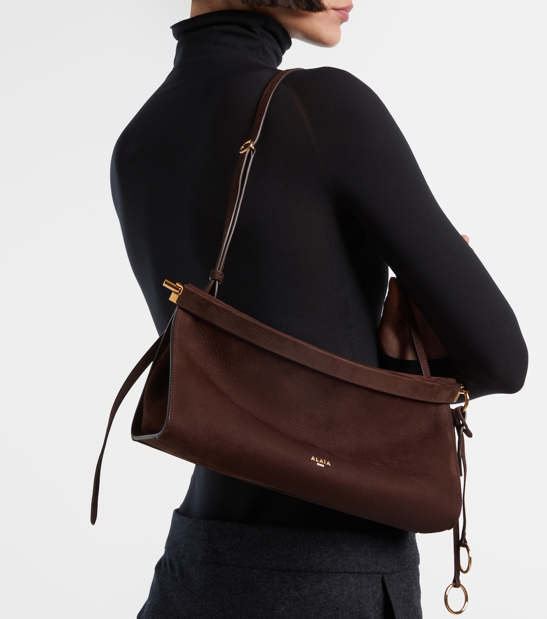 Bolso al hombro Le Click East West Medium de ante | Alaïa