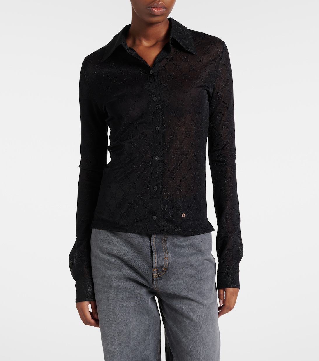 Hemd GG aus Lamé | Gucci