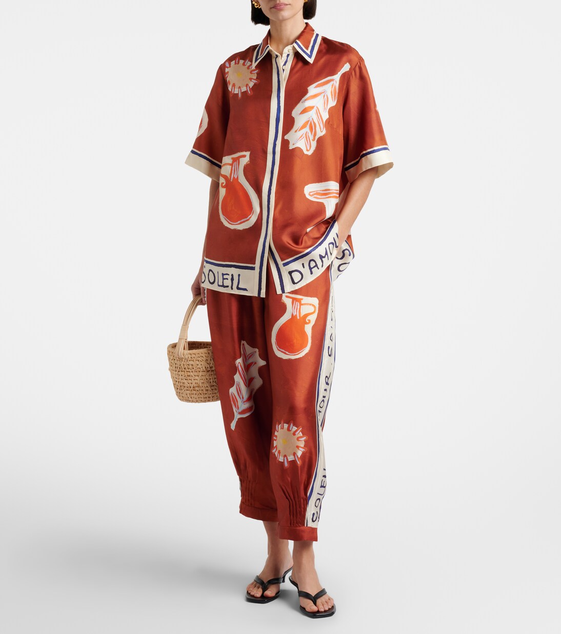 x LRNCE Soleil D'Amour silk tapered pants | Alémais