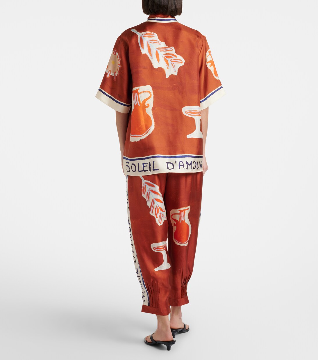 x LRNCE Soleil D'Amour silk tapered pants | Alémais