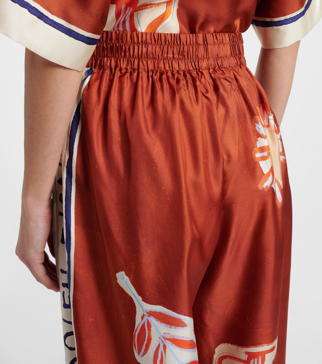 x LRNCE Soleil D'Amour silk tapered pants | Alémais