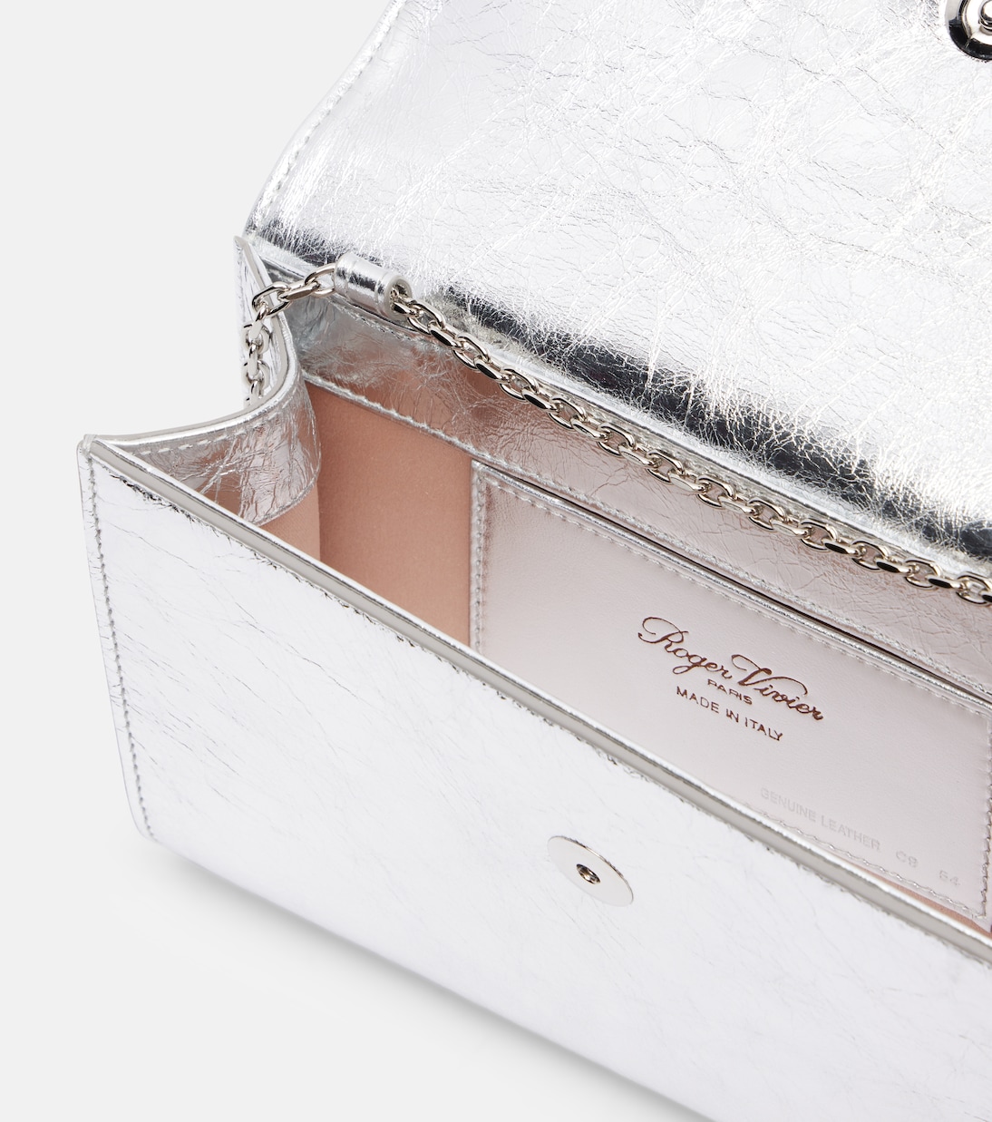 Efflorescence Mini metallic leather clutch | Roger Vivier