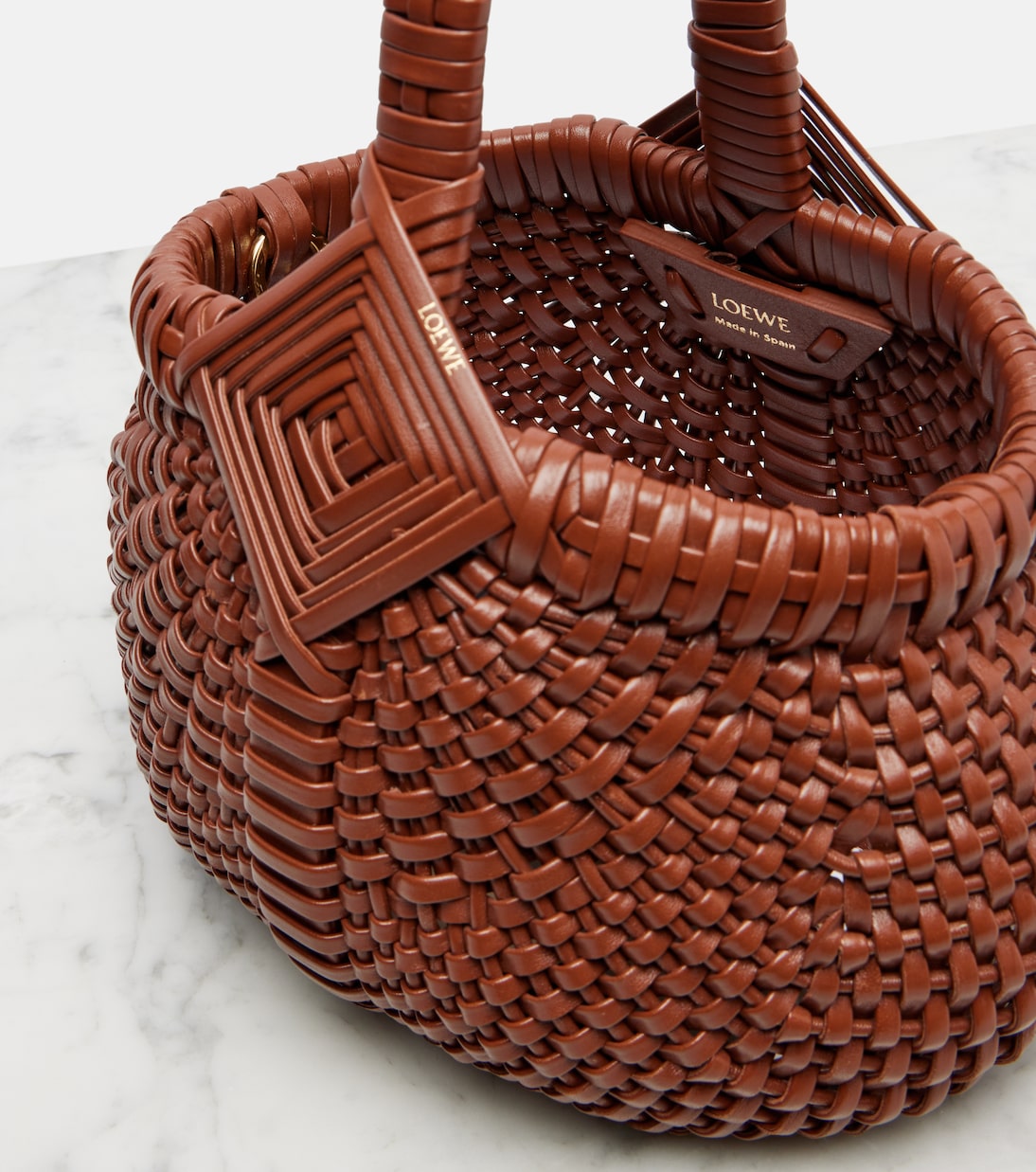 Diamond Round Mini leather basket bag | Loewe