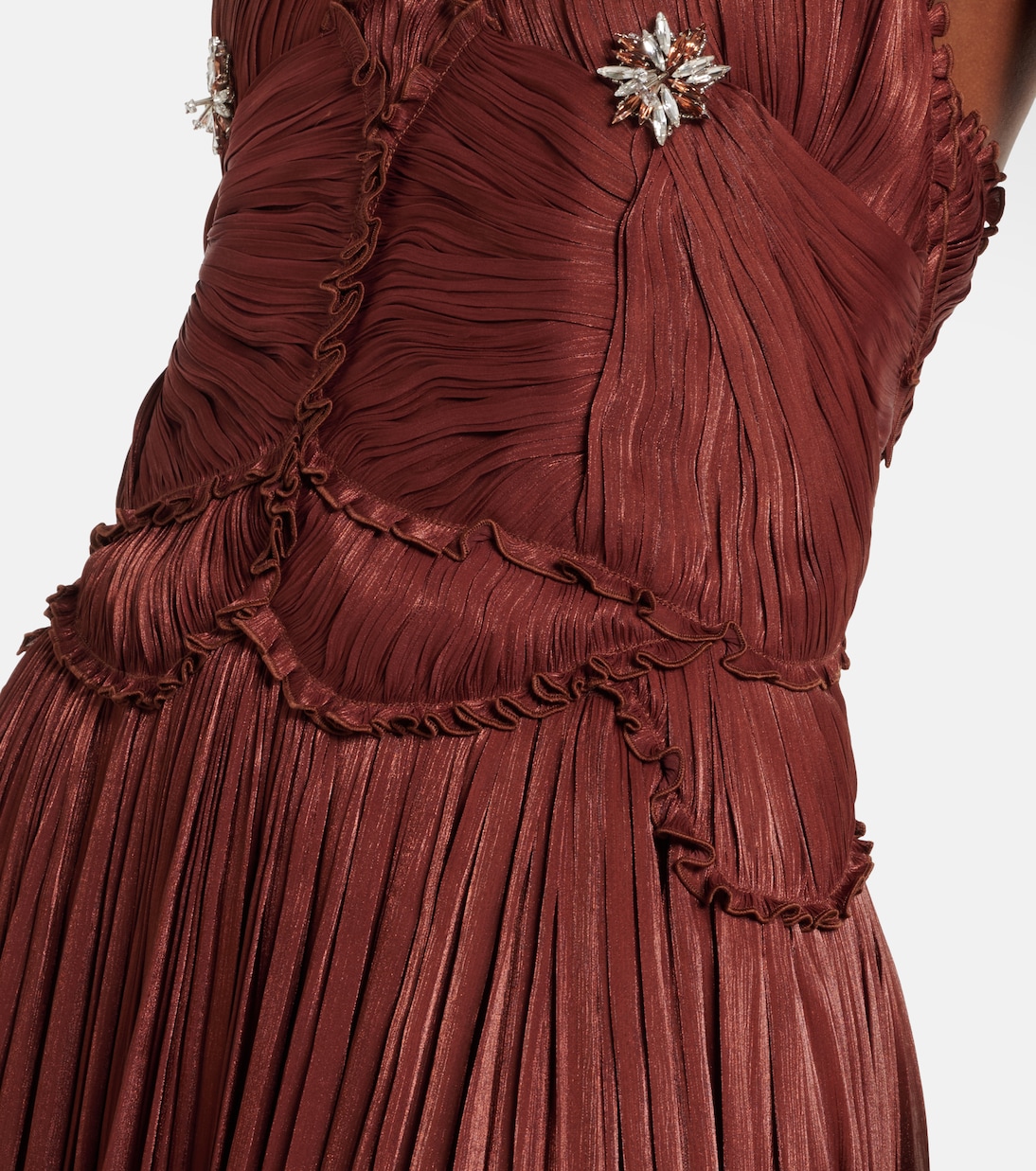 Embellished ruched georgette gown | Costarellos
