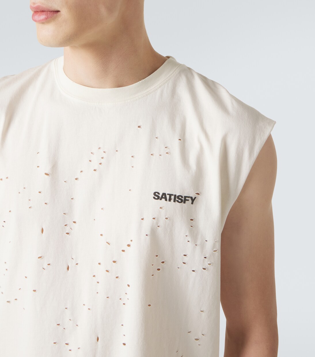 Distressed cotton jersey top | Satisfy